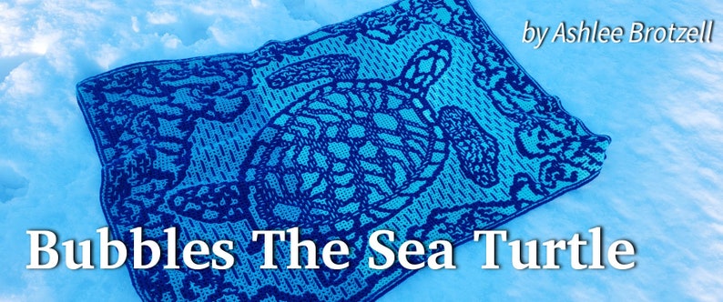 Bubbles the Sea Turtle Crochet Pattern in 3 colorwork options: interlocking, overlay mosaic & solid overlay mosaic. Written pattern charts image 2