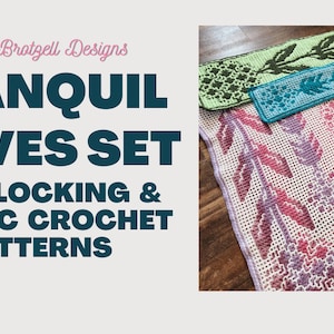 Tranquil Leaves Set: 8 Crochet Patterns & Charts. CenterOut/BottomUp Blanket, Large and Small Runners/Scarf. Interlocking or overlay mosaic