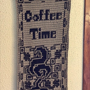 Coffee Time Mug Wall Hanging, Interlocking Locked Filet Mesh / LFM and Overlay Mosaic Crochet Patterns written instructions and chart image 5