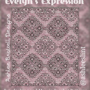 Evelyn's Bundle: Expression, Favorite Guitar, Motif 40, & Repeat Locked Filet Mesh Interlocking or Mosaic Crochet Patterns and Charts image 3