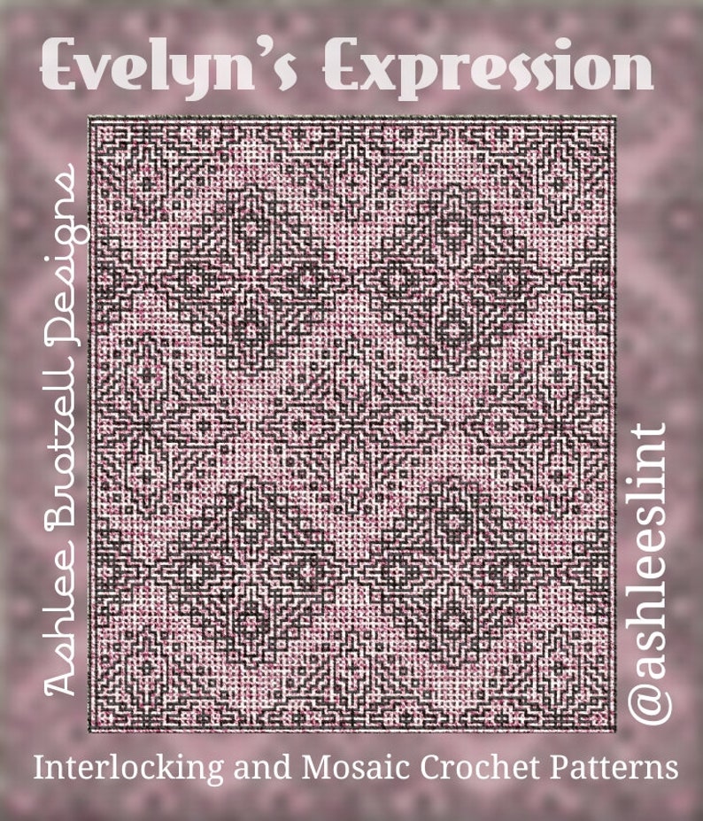 Evelyn's Bundle: Expression, Favorite Guitar, Motif 40, & Repeat Locked Filet Mesh Interlocking or Mosaic Crochet Patterns and Charts image 3