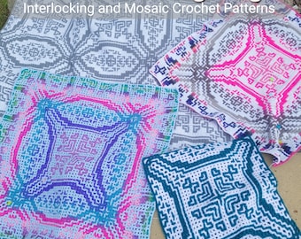 Double Wedding Rings, Crochet Pattern: Interlocking & Mosaic Techniques for Bottom-Up and Center-Out (PDF)