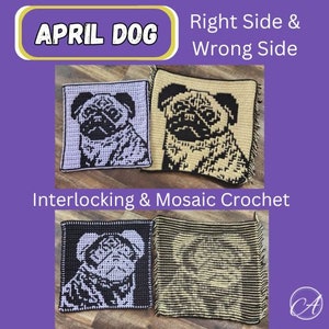 April Dog Crochet Patterns & Charts from 2024: A Year of Dogs. Large Squares. Interlocking and Overlay Mosaic Crochet. image 2