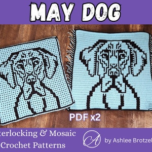 2024: Un año de perros. Patrones de crochet PREVENTA. Cuadrados grandes mensuales en 2 técnicas: mosaico entrelazado y superpuesto. Escrito y gráficos. imagen 3