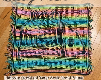 Crochet Pattern: Baby Fish - Interlocking (Locked Filet Mesh / LFM) and Overlay Mosaic; written instructions and charts