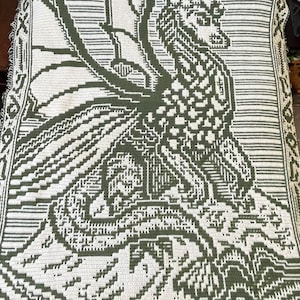 Crochet Pattern: Book Dragon Interlocking Locked Filet Mesh / LFM and Overlay Mosaic written instructions and charts image 3