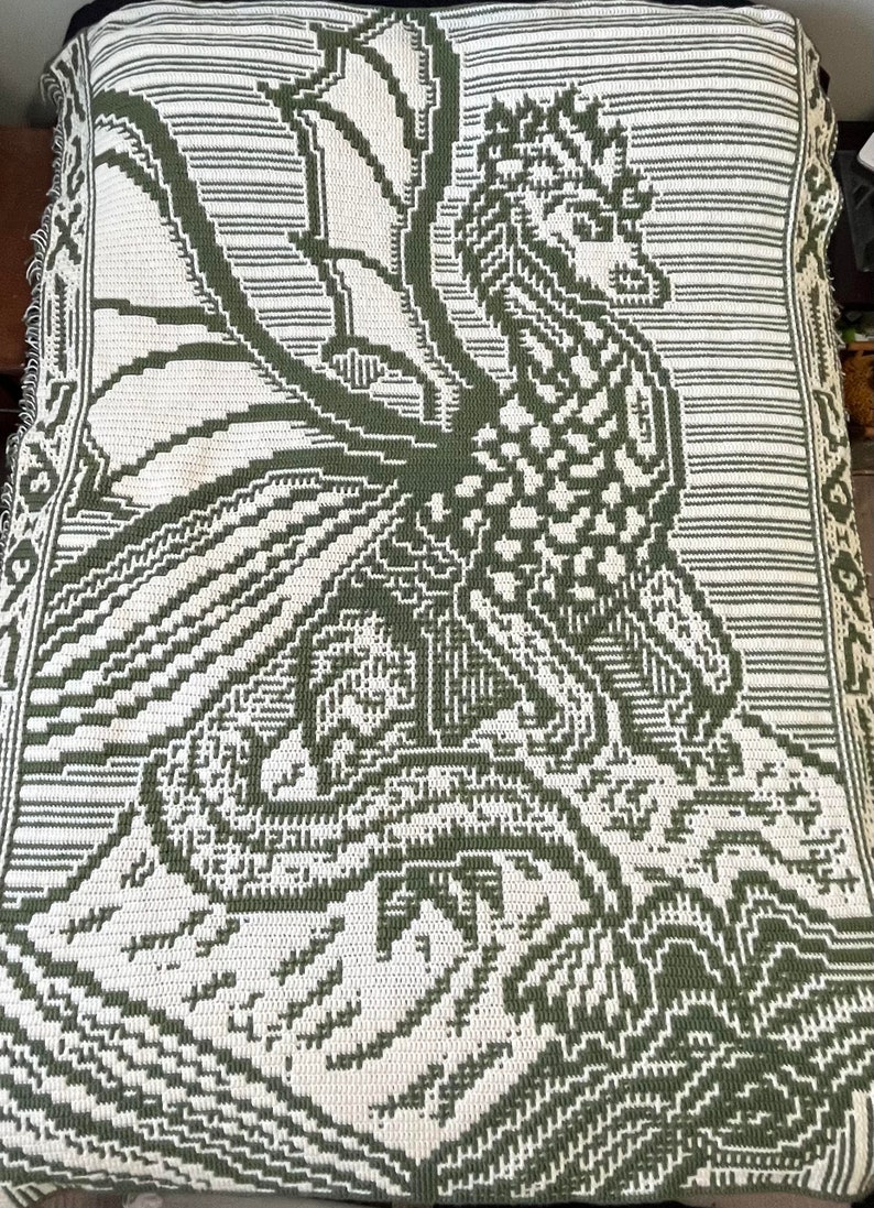 Crochet Pattern: Book Dragon Interlocking Locked Filet Mesh / LFM and Overlay Mosaic written instructions and charts image 3