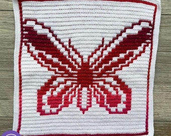 August Butterfly Crochet Pattern: Mosaic & Interlocking Techniques (PDF) from 2026 A Year of Butterflies