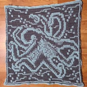 Crochet Pattern: One Octopus Interlocking Locked Filet Mesh / LFM and Overlay Mosaic written instructions and charts image 3