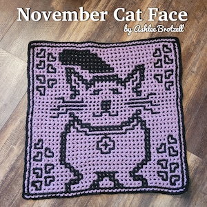 November Cat Face Pattern: Mosaic & Interlocking Techniques (PDF) bonus from 2022 A Year of Cats