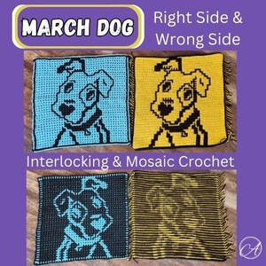 2024: Un año de perros. Patrones de crochet PREVENTA. Cuadrados grandes mensuales en 2 técnicas: mosaico entrelazado y superpuesto. Escrito y gráficos. imagen 5