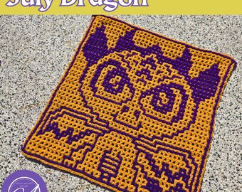July Dragon Crochet Pattern: Mosaic & Interlocking Techniques (PDF