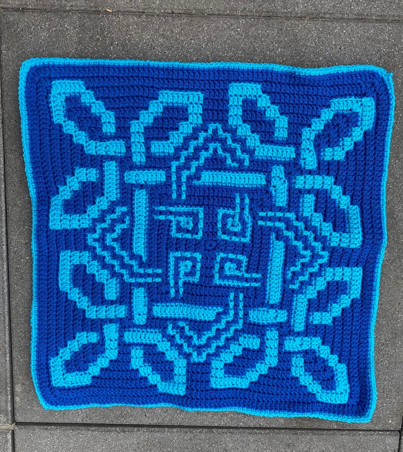 July Knot Crochet Pattern & Charts from 2023: A Year of Celtic Knots. Large Square. Interlocking, Center-out and Bottom-Up Overlay Mosaic. image 7