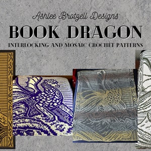 Crochet Pattern: Book Dragon Interlocking Locked Filet Mesh / LFM and Overlay Mosaic written instructions and charts image 2