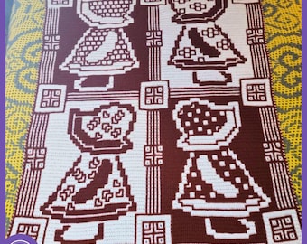 Bonnet Girl Blanket, Crochet Patterns: Interlocking & Mosaic Techniques (PDF)