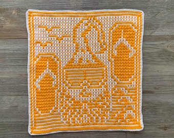 Häkelanleitung: Juli Gnome - Interlocking (LFM) und Mosaik Häkelanleitungen für Oversized Afghan Square