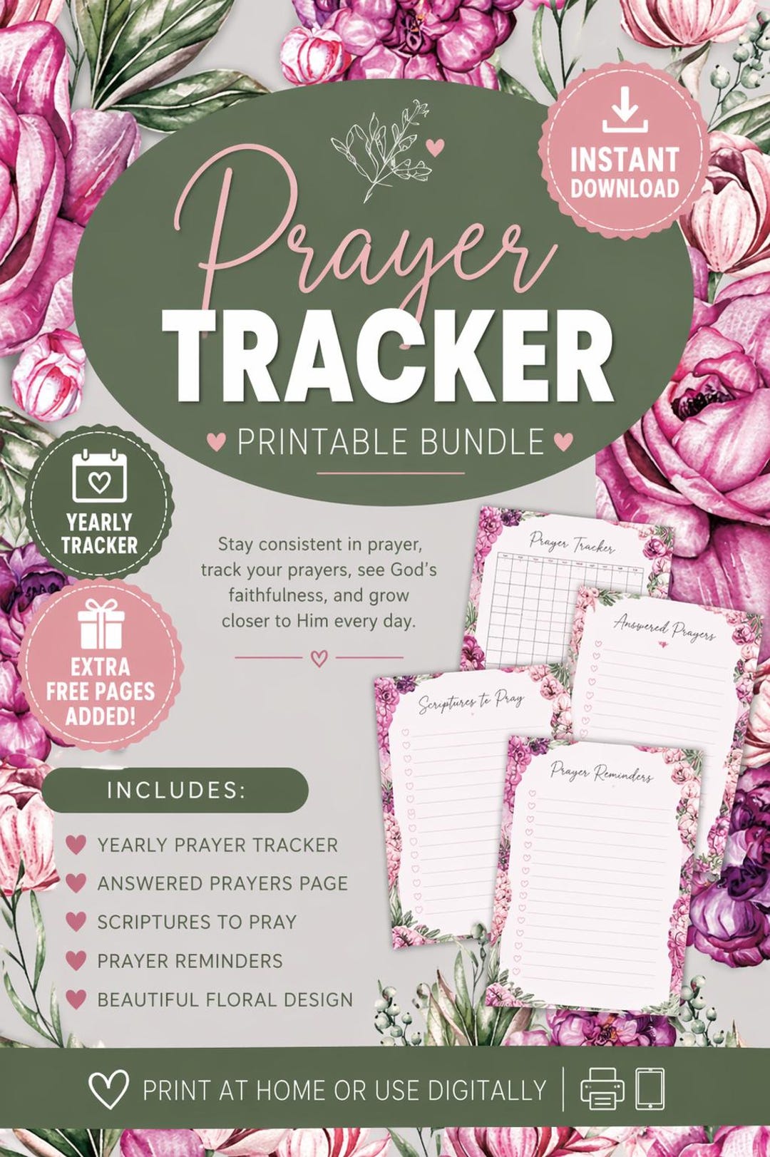 Printable Prayer Journal PDF | Christian Women Prayer Planner | Bible ...