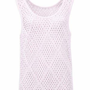 Puede incluir: Un top sin mangas de punto calado rosa claro. El top tiene un cuello redondo y un dobladillo ligeramente acanalado. El dise&ntilde;o de punto abierto crea un aspecto delicado y aireado. Adecuado para climas c&aacute;lidos.