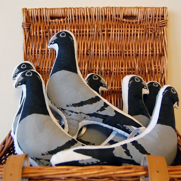 LAST FEW REMAINING Pigeon softie hanging printed bird