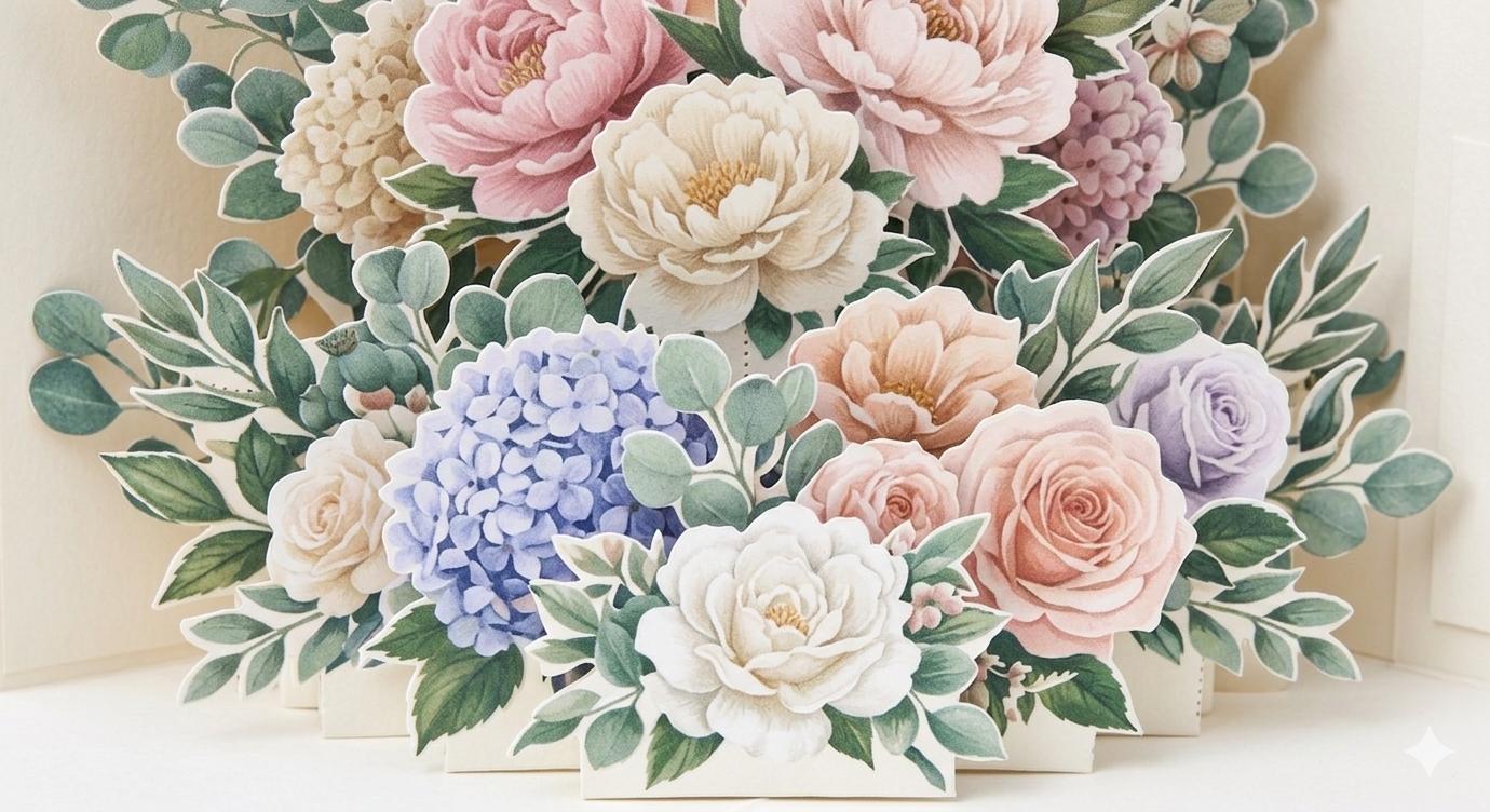 Floral Pop up Card Template, 3D Flower Greeting Card, Mother's Day ...