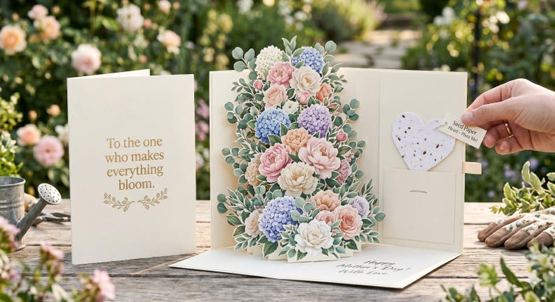 Floral Pop up Card Template, 3D Flower Greeting Card, Mother's Day ...