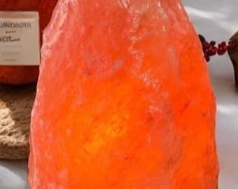 Lámpara de sal natural del Himalaya – Brillo ámbar, luz nocturna de cristal, decoración del hogar