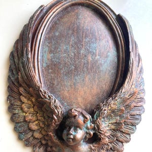 Vintage wandplaat engelvleugel - rustiek decoratief cherubijn - decoratie antieke stijl