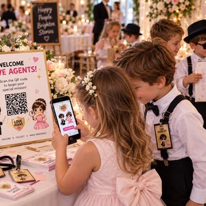 Personalized Interactive Mobile Wedding LOVE AGENT  Game & Activities for Children | QR Code Wedding Entertainment