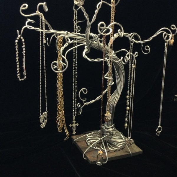 Jewelry Tree Necklace Apple Watch Earrings Rings Bracelets Organizer Storage #1 Number One Best Selling Best Seller- Silver Wire- Small Size