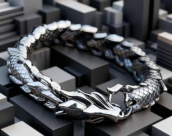 Dragon Spine Punk Bracelet for Men, Stainless Steel Dragon Bone Chain Bracelet, Gothic Biker Jewelry, Heavy Statement Gift