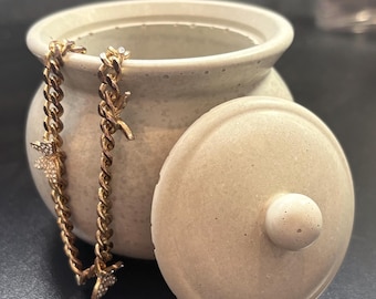 Caja minimalista de hormigón con tapa | Hecha a mano | Joyero | Decoración de baño | Estilo escandinavo