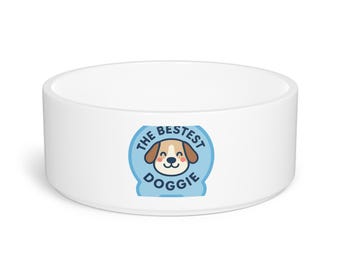 Comedero de cerámica personalizado para mascotas: 15 cm de diámetro, apto para lavavajillas (473 ml).