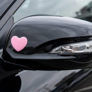 3D Metal Heart Car Emblem Sticker, Pink Chrome, Satin Black, Kawaii JDM Decor