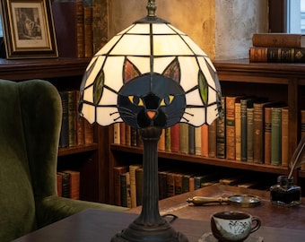 Black Cat Table Lamp, Cute Animal Nightstand Lamp, Kids Nursery Bedside Light, Girl Room Decor, Kawaii Desk Lamp Gift