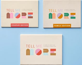 Erzähl mir mehr Konversations-Kartenspiel-Bundle, Paare & Familien Edition, Fragen zu einer tiefen Verbindung, Beziehungsaufbau-Spiel