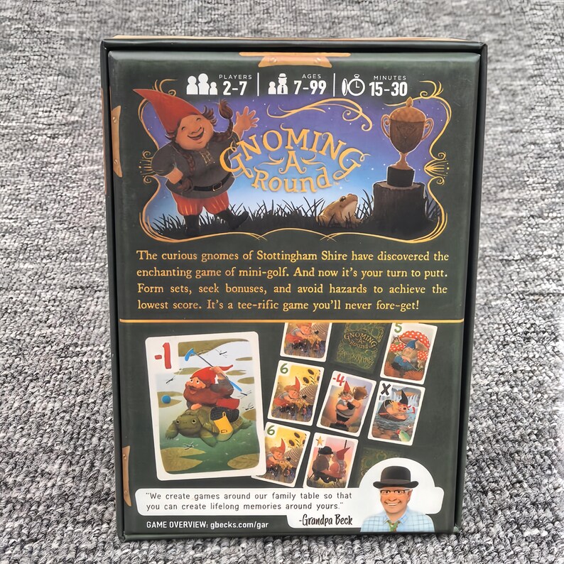 Gnoming Ein Rundes Kartenspiel, lustiges Gnom Golf Party Spiel, Familien Strategie Brettspiel, wunderliches Tabletop Geschenk für Spieleabend Bild 3