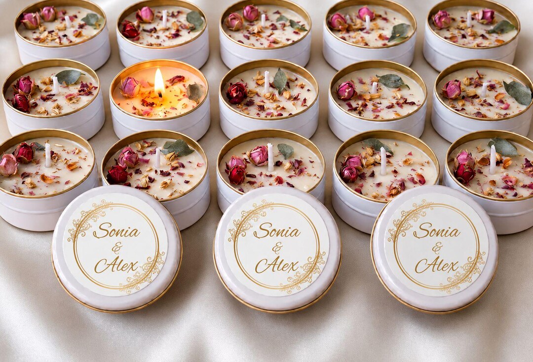 Personalized Scented Soy Wax Tin Candles, Wedding Engagement Bridal ...