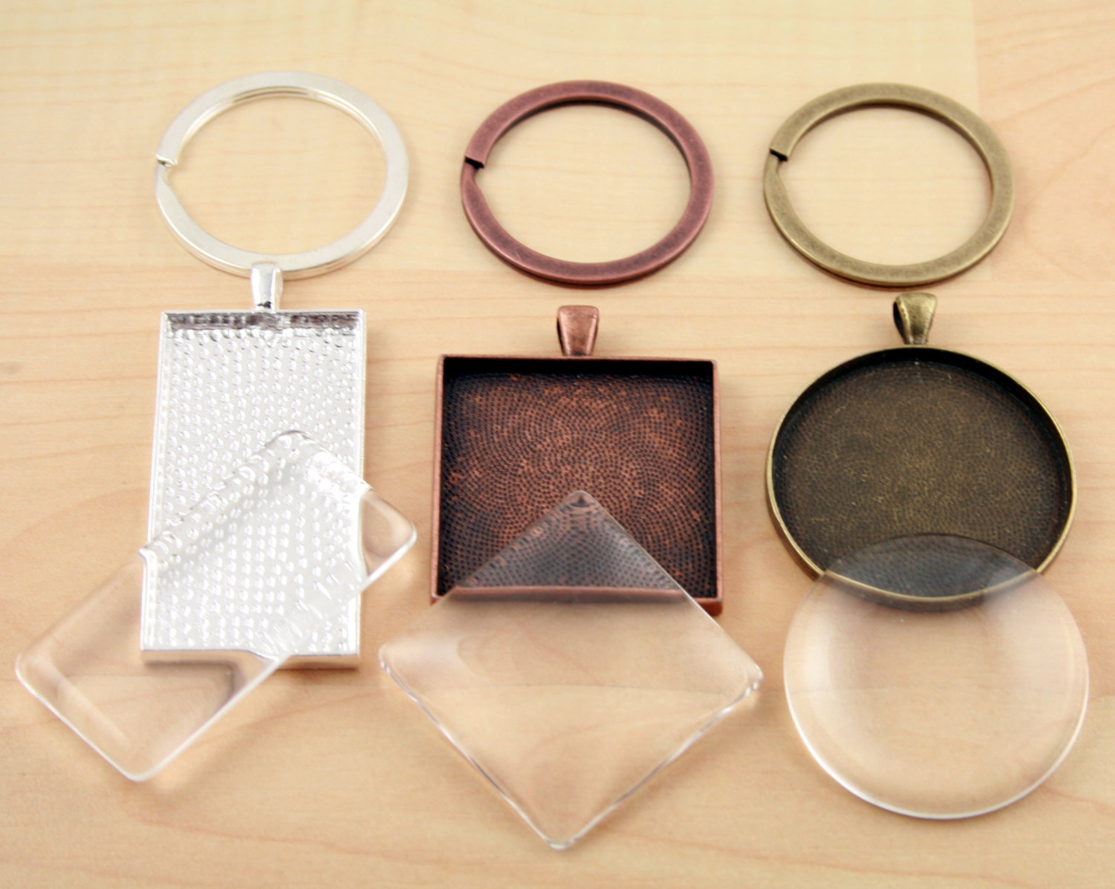 6 JUMBO KEY Ring Making DIY Kit Blank 6 Pendant Trays 6 Etsy