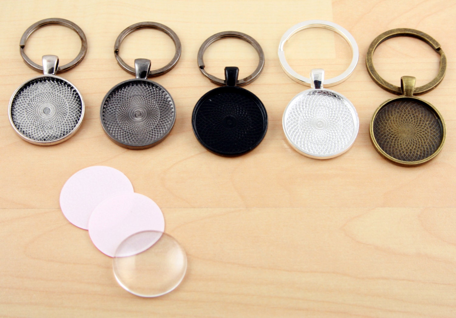 10 KEY Ring Making SETS. 1 Inch Pendant Trays 10 Glass Tiles - Etsy