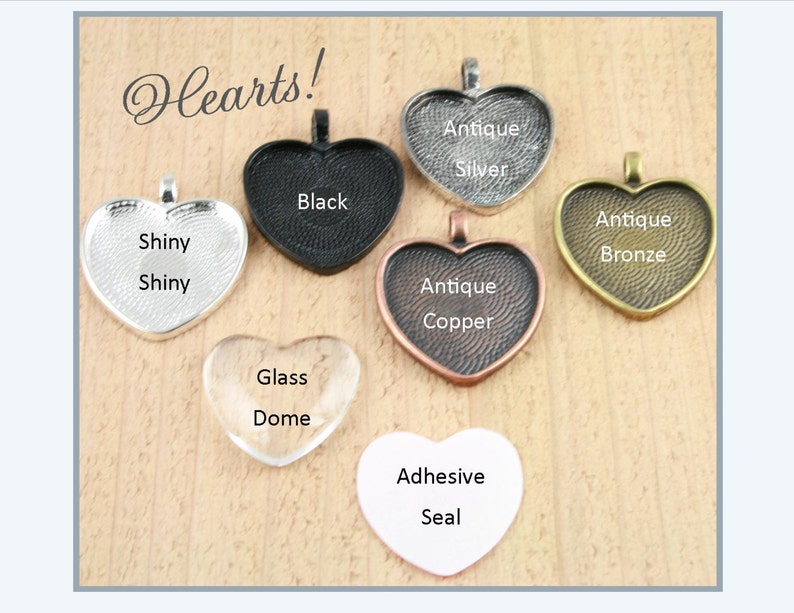 10 Blank 1 Inch Heart Pendant Trays 10 Option Heart Glass Etsy