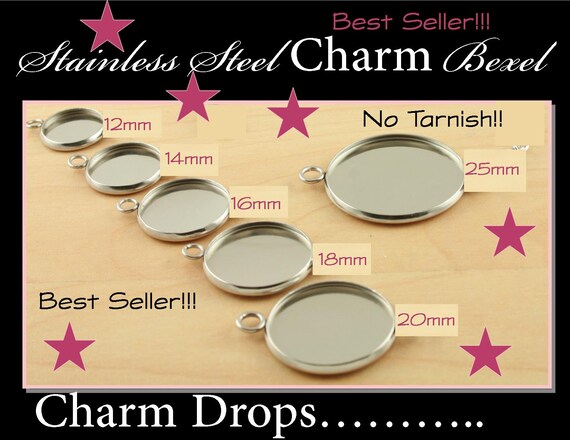 Bulk Mini Lightweight Circle Photo Charms with Glass Domes 12mm Shiny Silver Pack of 20 with Seal-itz