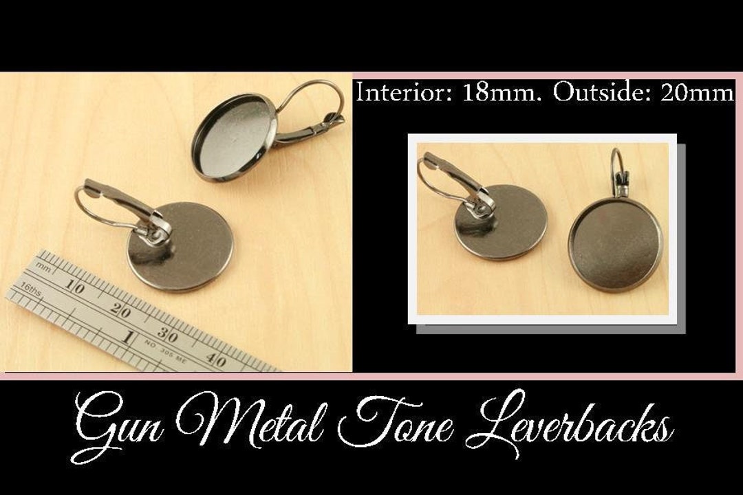Leverback Conversion Kit 18mm Setting - 12 Ct. Gun Metal. 18mm Leverback Earrings-6 Pair Earring ...