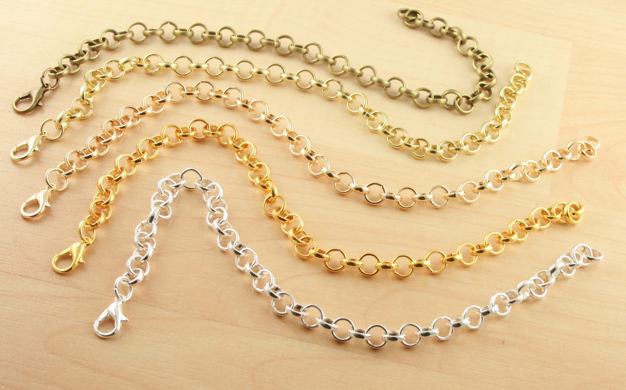 Adjustable Rolo Chain Adjustable Rolo Loop Chain Bracelet, up to Approx 8 Inch Adjustable ...