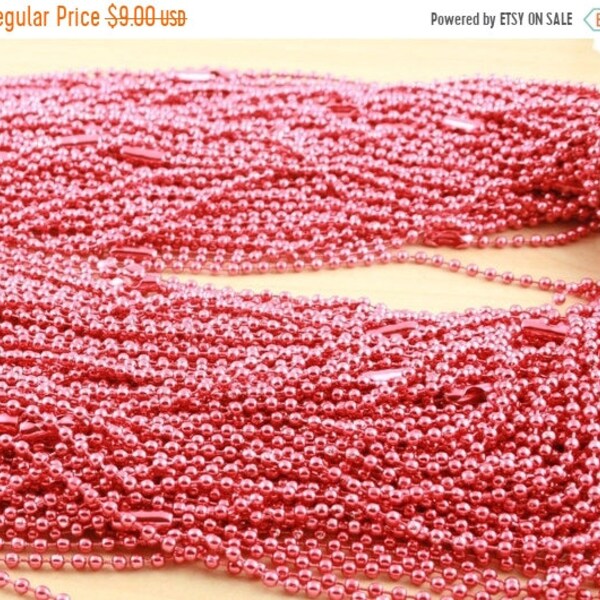 20-Off Sale 100 - Imperfect 2.4mm Red Colored Ball Chain. Necklace Chains w/ Connectors approx 27 inch. FINAL SALE. Read Listing.