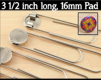 BULK 100 - DIY Jumbo Paper Clip BookMarks. 3 1/2 Inch in Length. 16mm Attached Glue Pad.