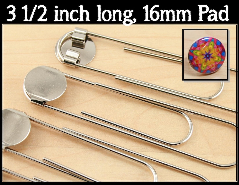 BULK 100 DIY Jumbo Paper Clip BookMarks. 3 1/2 Inch in Length. 16mm Attached Glue Pad. image 1