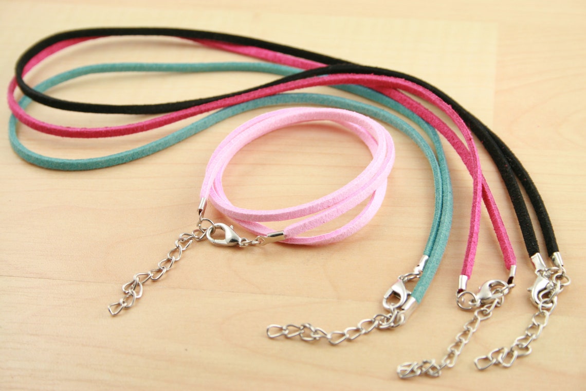 10 Faux Suede Leatherette Necklace Cords. Lobster Clasp Etsy