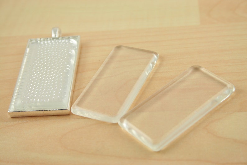 100 Blank Rectangle Pendant Trays 1x2 Rectangle. Silver,Black, Antique Copper, Antique Bronze, Antique Silver. Glass is sold separately. image 5