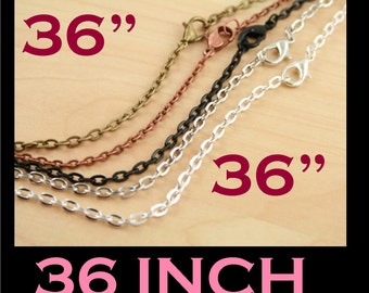 Bulk 500 Classic Chains with lobster clasps - Links. Silver, Antique Silver, No Tarnish Black Antique Copper, Bronze, - 36 inch Necklace