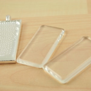50 Wholesale GLASS 1x2 Rectangle Glass. Slightly Domed on Top.  Flat Bottom. Polished DIY Glass - Perfect for Quotes Under Glass